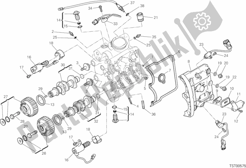 Toutes les pièces pour le Testa Orizzontale - Distribuzione du Ducati Diavel Xdiavel S Brasil 1260 2017